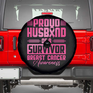 Husband Of A Warrior Breast Cancer Awareness Spare Tire Cover Wife Support Squad TS10 Black Print Your Wear