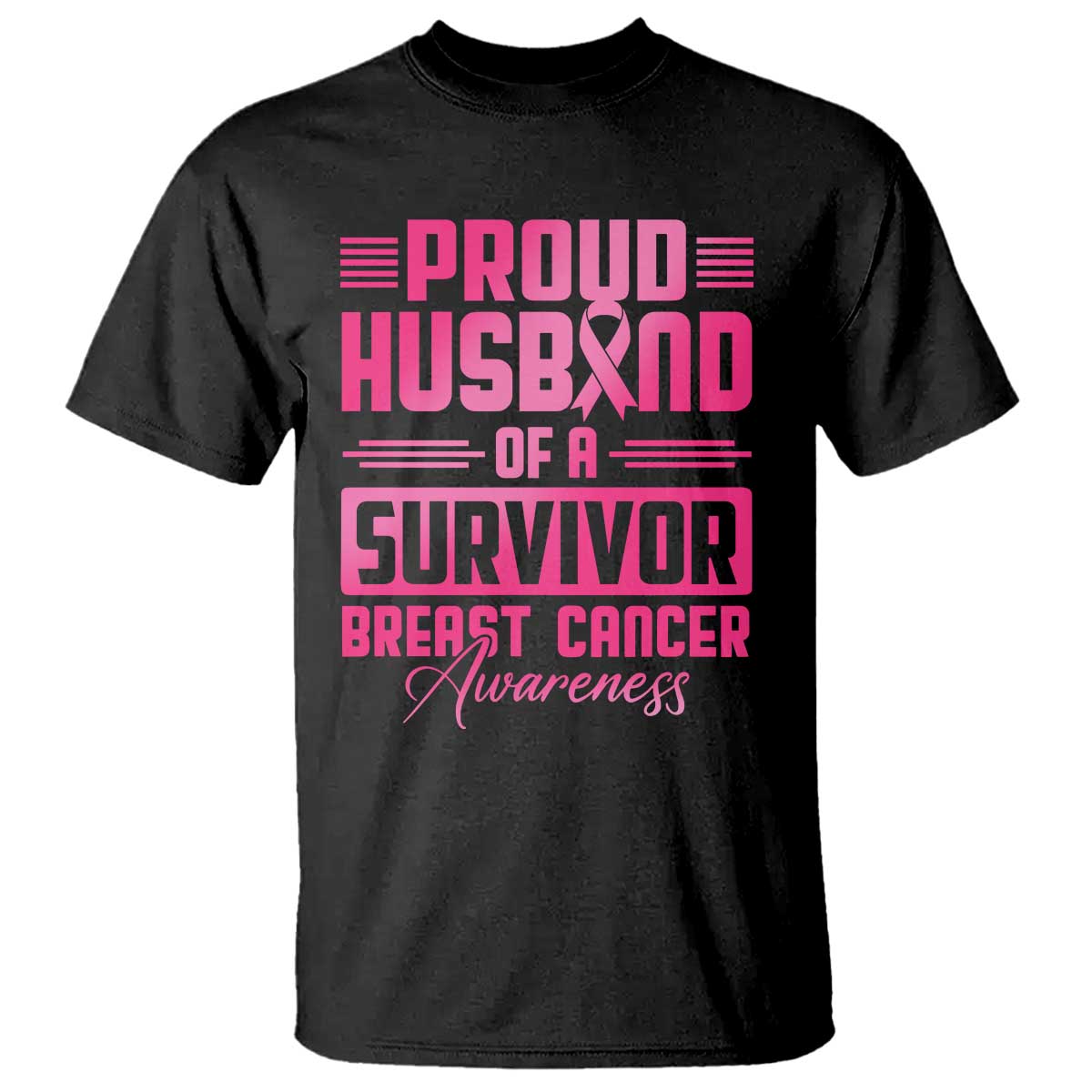 Husband Of A Warrior Breast Cancer Awareness T Shirt Wife Support Squad TS10 Black Print Your Wear