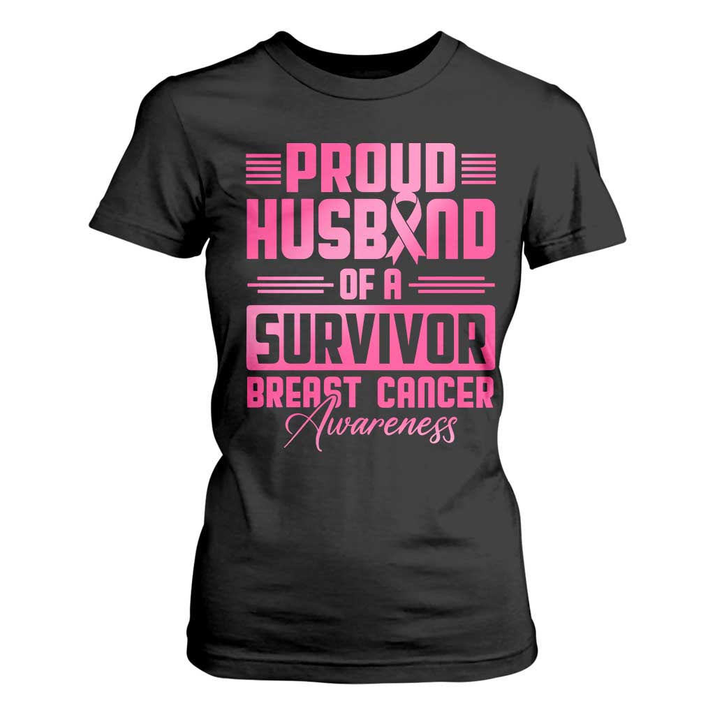 Husband Of A Warrior Breast Cancer Awareness T Shirt For Women Wife Support Squad TS10 Black Print Your Wear