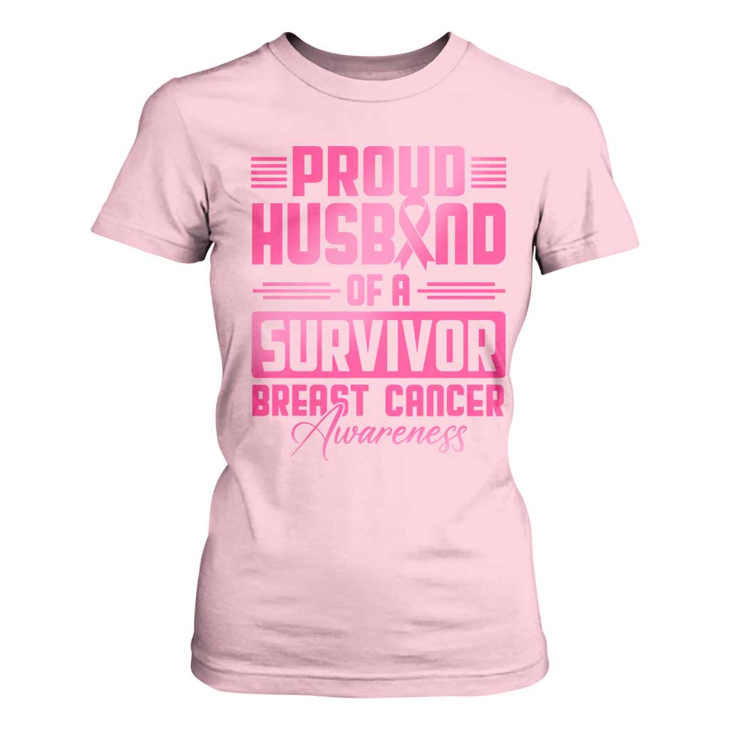 Husband Of A Warrior Breast Cancer Awareness T Shirt For Women Wife Support Squad TS10 Light Pink Print Your Wear