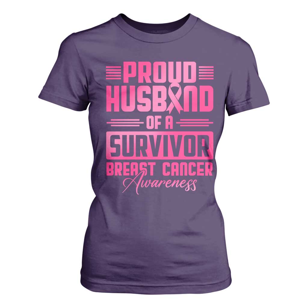 Husband Of A Warrior Breast Cancer Awareness T Shirt For Women Wife Support Squad TS10 Purple Print Your Wear