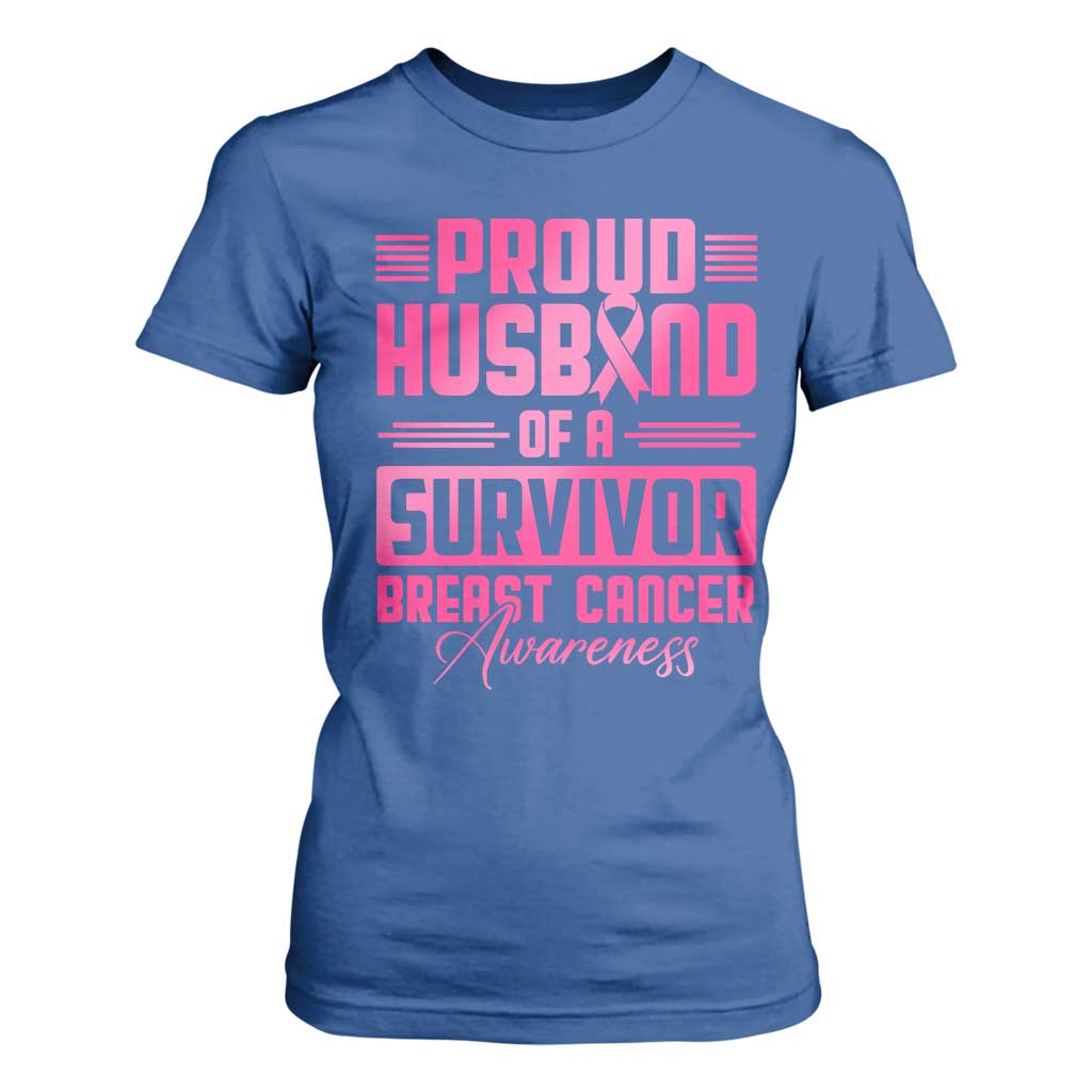 Husband Of A Warrior Breast Cancer Awareness T Shirt For Women Wife Support Squad TS10 Royal Blue Print Your Wear