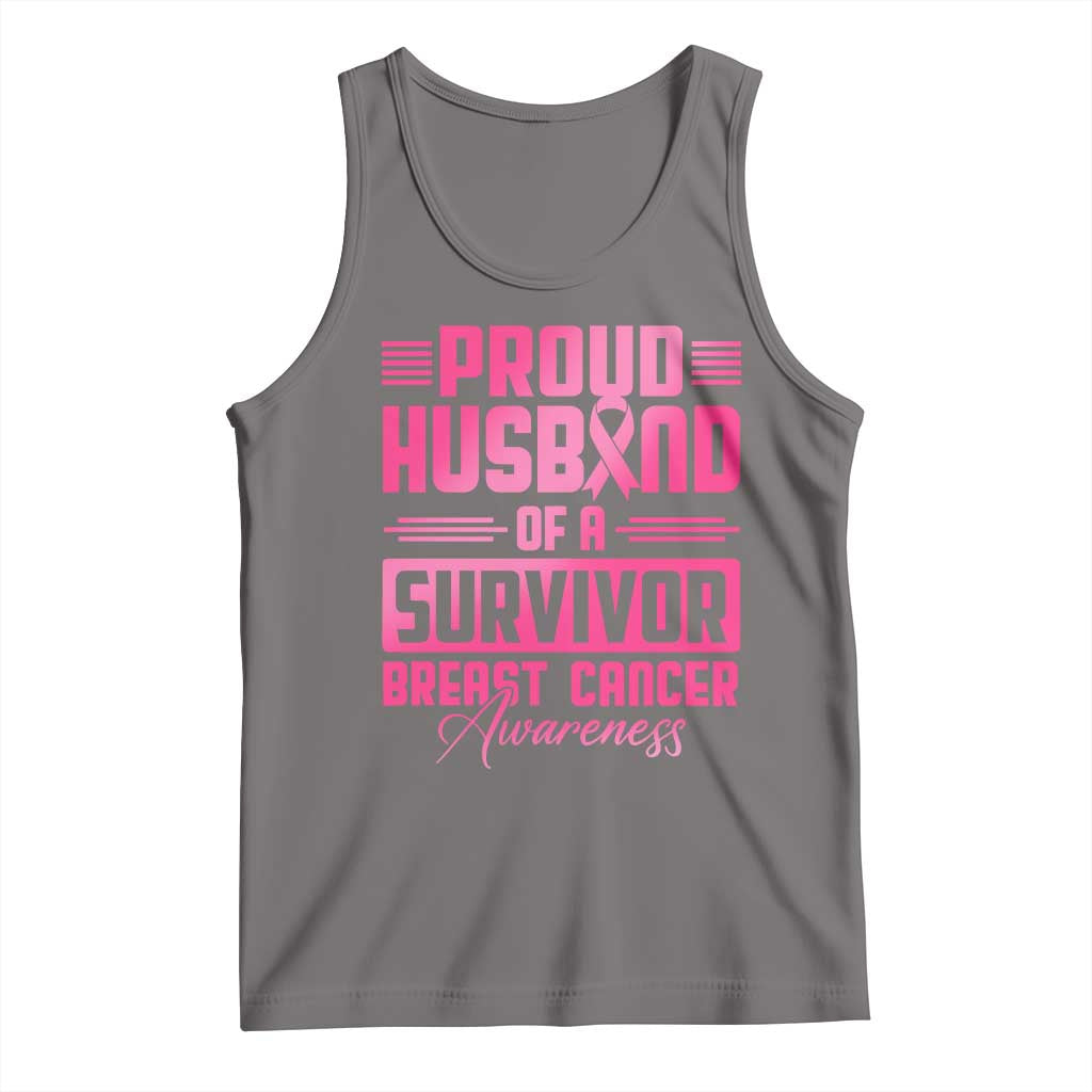 Husband Of A Warrior Breast Cancer Awareness Tank Top Wife Support Squad TS10 Deep Heather Print Your Wear