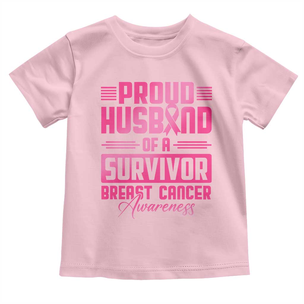 Husband Of A Warrior Breast Cancer Awareness Toddler T Shirt Wife Support Squad TS10 Light Pink Print Your Wear