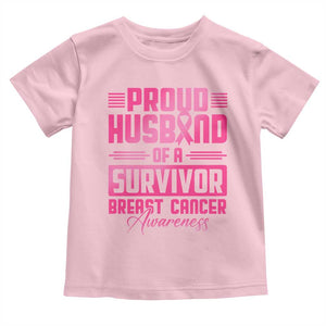 Husband Of A Warrior Breast Cancer Awareness Toddler T Shirt Wife Support Squad TS10 Light Pink Print Your Wear