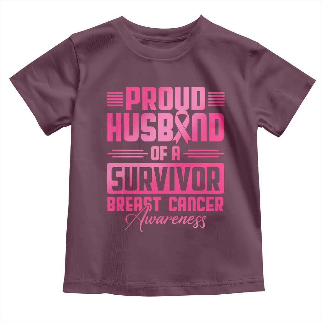 Husband Of A Warrior Breast Cancer Awareness Toddler T Shirt Wife Support Squad TS10 Maroon Print Your Wear