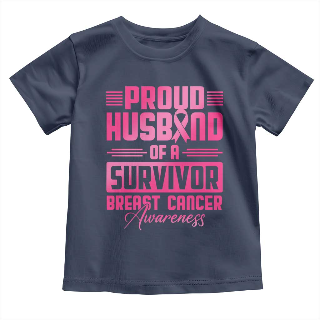 Husband Of A Warrior Breast Cancer Awareness Toddler T Shirt Wife Support Squad TS10 Navy Print Your Wear