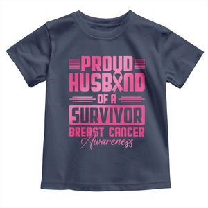 Husband Of A Warrior Breast Cancer Awareness Toddler T Shirt Wife Support Squad TS10 Navy Print Your Wear