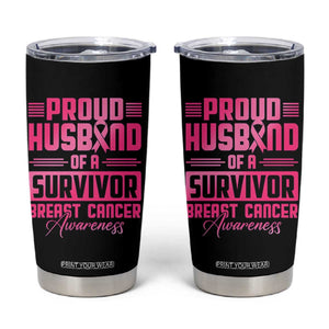Husband Of A Warrior Breast Cancer Awareness Tumbler Cup Wife Support Squad TS10 Black Print Your Wear