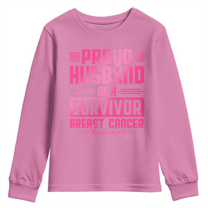 Husband Of A Warrior Breast Cancer Awareness Youth Sweatshirt Wife Support Squad TS10 Azalea Print Your Wear