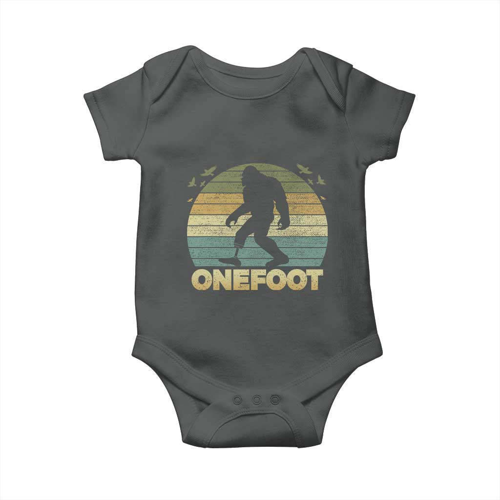 Onefoot Leg Amputee Recovery Baby Onesie Retro One Foot Bigfoot TS10 Dark Heather Print Your Wear