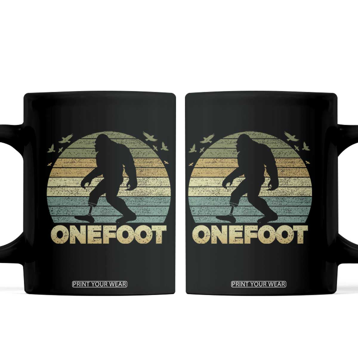 Onefoot Leg Amputee Recovery Coffee Mug Retro One Foot Bigfoot TS10 Black Print Your Wear