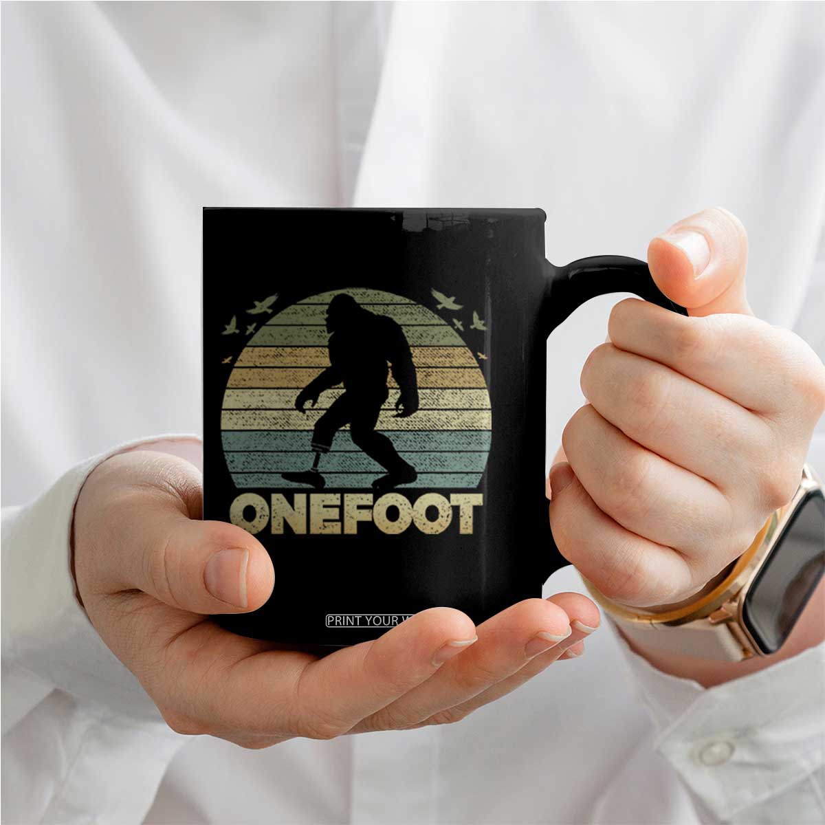 Onefoot Leg Amputee Recovery Coffee Mug Retro One Foot Bigfoot TS10 Print Your Wear