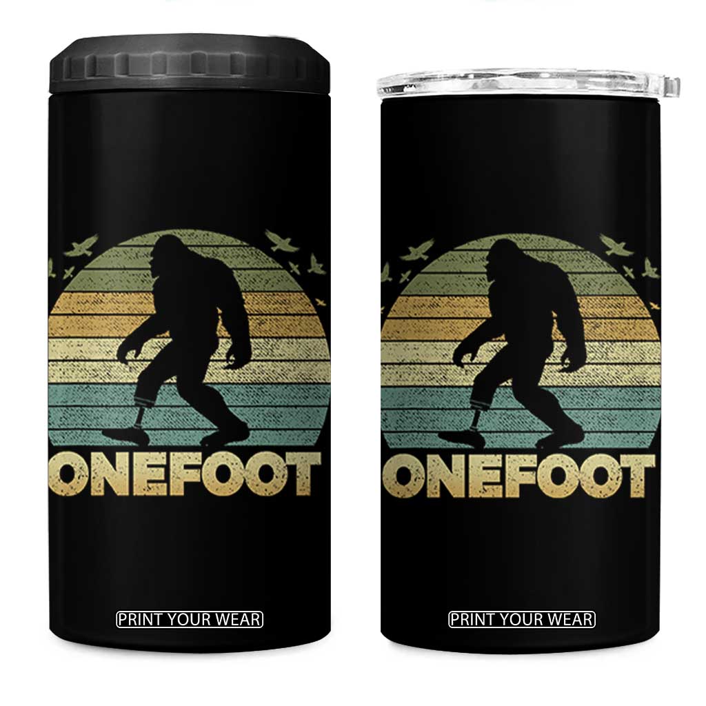 Onefoot Leg Amputee Recovery 4 in 1 Can Cooler Tumbler Retro One Foot Bigfoot TS10 One Size: 16 oz Black Print Your Wear