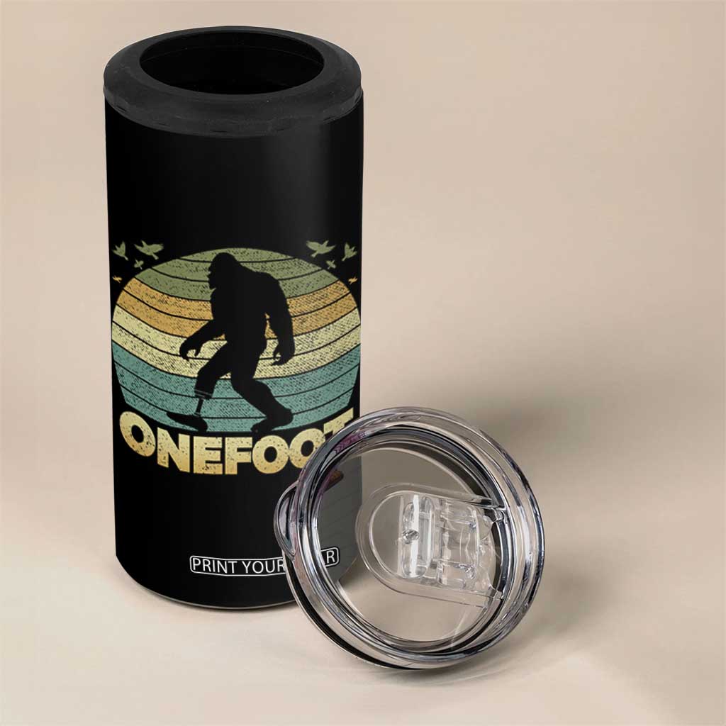 Onefoot Leg Amputee Recovery 4 in 1 Can Cooler Tumbler Retro One Foot Bigfoot TS10 Print Your Wear