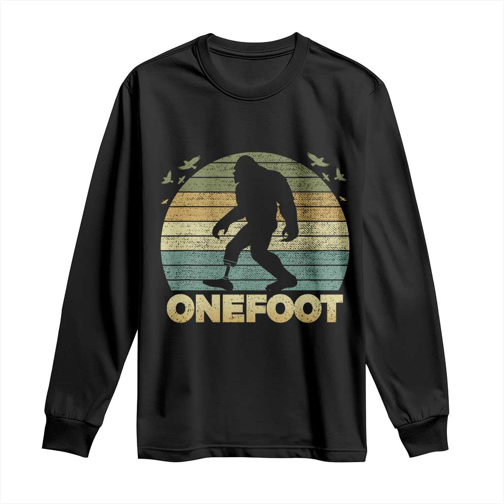 Onefoot Leg Amputee Recovery Long Sleeve Shirt Retro One Foot Bigfoot TS10 Black Print Your Wear