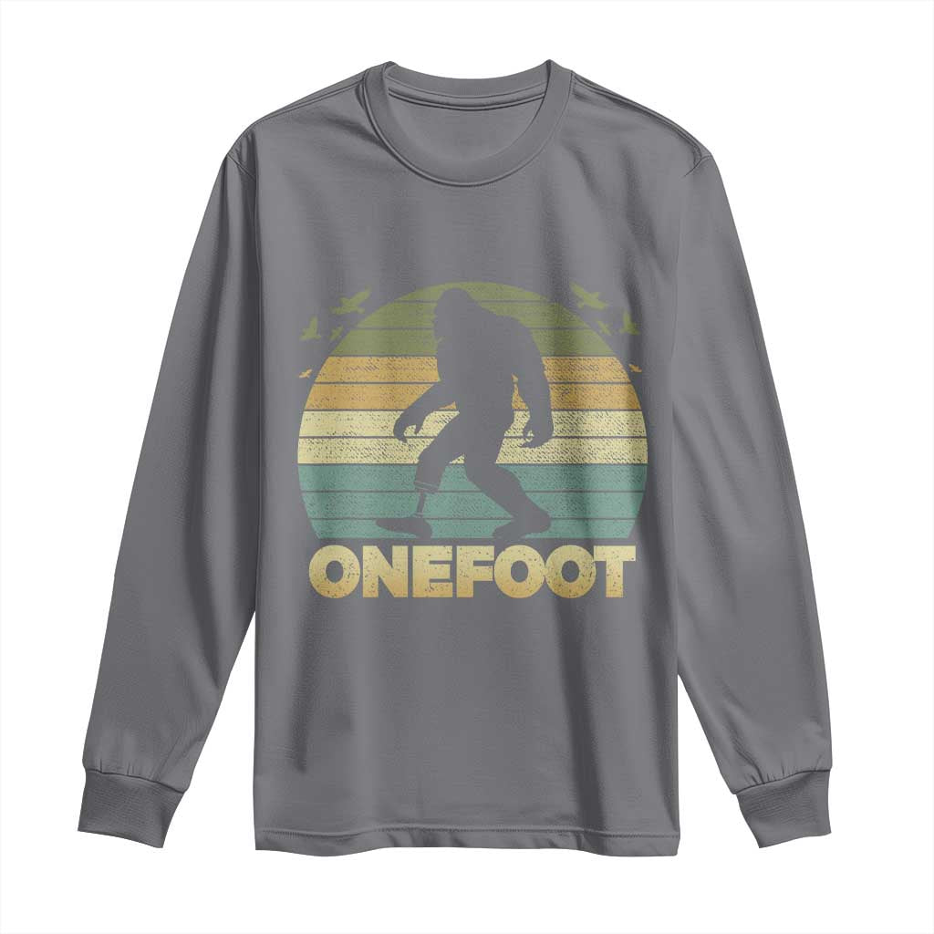 Onefoot Leg Amputee Recovery Long Sleeve Shirt Retro One Foot Bigfoot TS10 Charcoal Print Your Wear