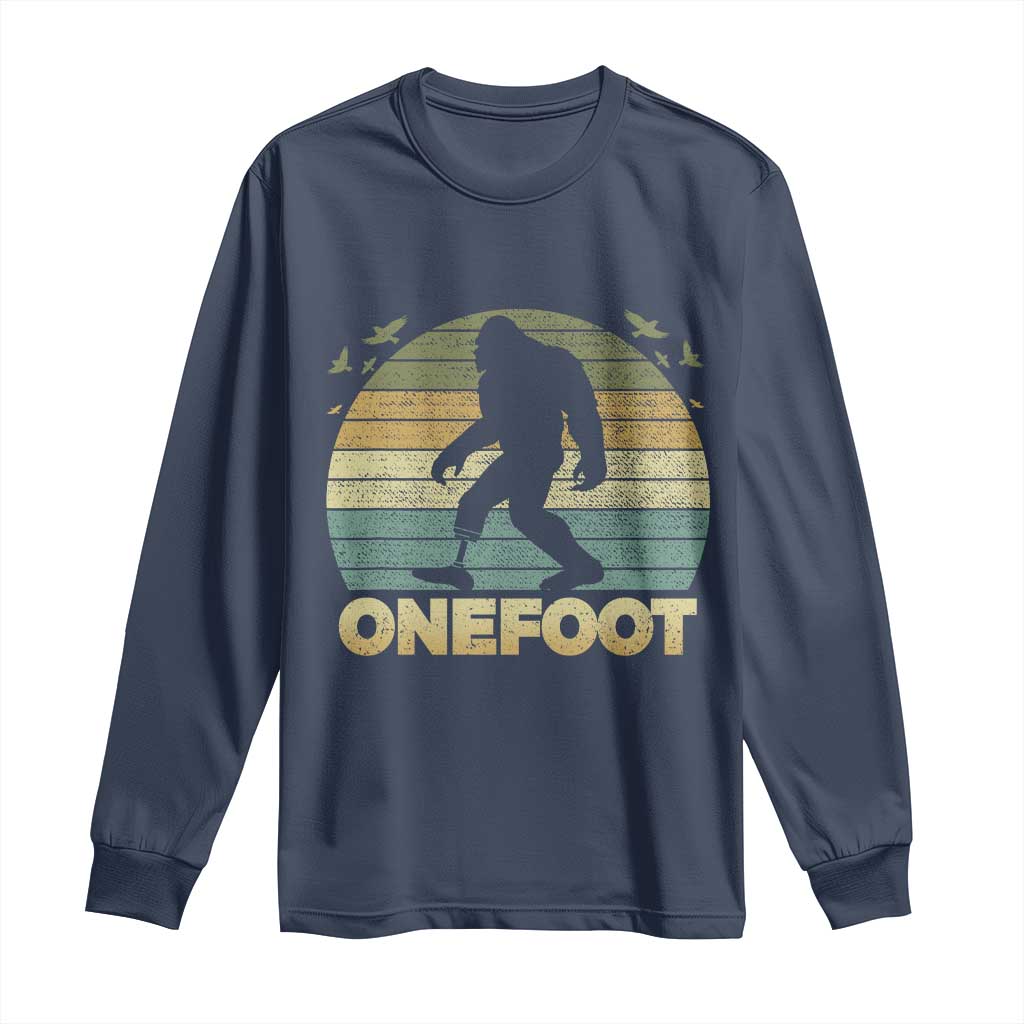 Onefoot Leg Amputee Recovery Long Sleeve Shirt Retro One Foot Bigfoot TS10 Navy Print Your Wear