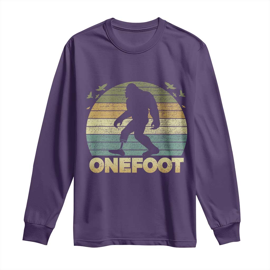 Onefoot Leg Amputee Recovery Long Sleeve Shirt Retro One Foot Bigfoot TS10 Purple Print Your Wear