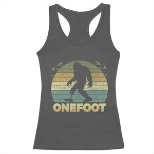 Onefoot Leg Amputee Recovery Racerback Tank Top Retro One Foot Bigfoot TS10 Dark Heather Print Your Wear