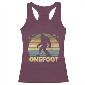 Onefoot Leg Amputee Recovery Racerback Tank Top Retro One Foot Bigfoot TS10 Maroon Print Your Wear