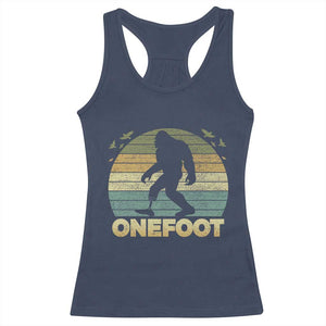 Onefoot Leg Amputee Recovery Racerback Tank Top Retro One Foot Bigfoot TS10 Navy Print Your Wear