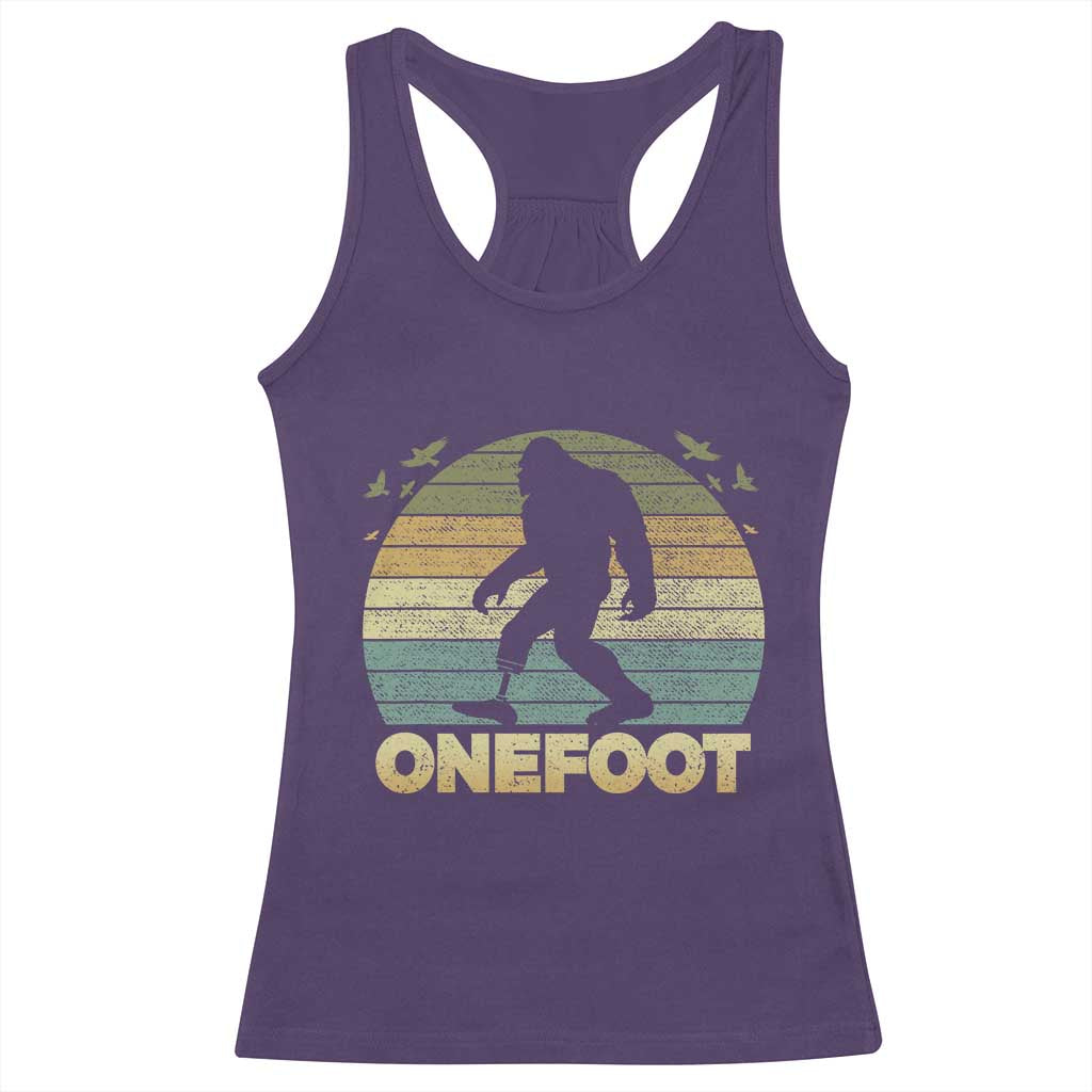 Onefoot Leg Amputee Recovery Racerback Tank Top Retro One Foot Bigfoot TS10 Purple Print Your Wear