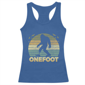 Onefoot Leg Amputee Recovery Racerback Tank Top Retro One Foot Bigfoot TS10 Royal Blue Print Your Wear