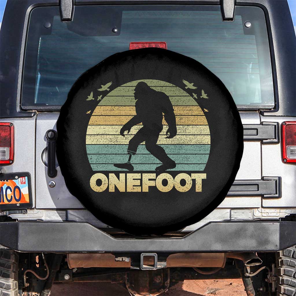 Onefoot Leg Amputee Recovery Spare Tire Cover Retro One Foot Bigfoot TS10 No hole Black Print Your Wear