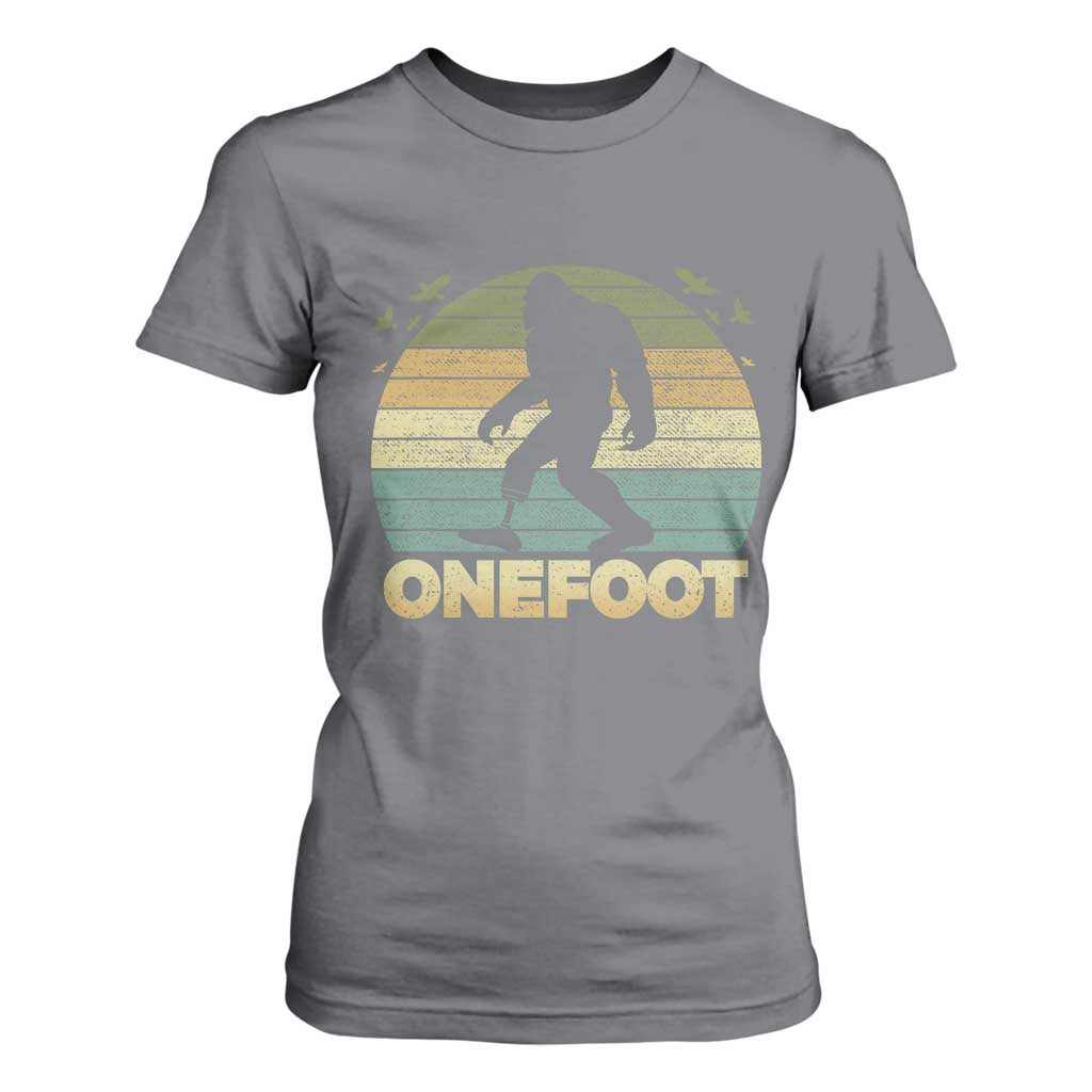 Onefoot Leg Amputee Recovery T Shirt For Women Retro One Foot Bigfoot TS10 Charcoal Print Your Wear