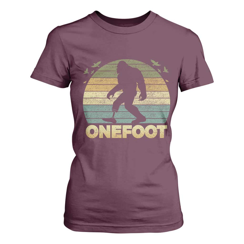 Onefoot Leg Amputee Recovery T Shirt For Women Retro One Foot Bigfoot TS10 Maroon Print Your Wear