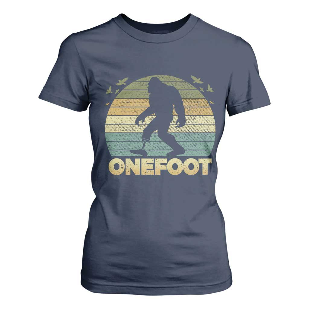 Onefoot Leg Amputee Recovery T Shirt For Women Retro One Foot Bigfoot TS10 Navy Print Your Wear