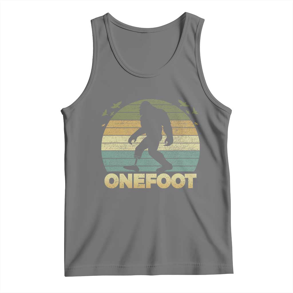 Onefoot Leg Amputee Recovery Tank Top Retro One Foot Bigfoot TS10 Black Heather Print Your Wear