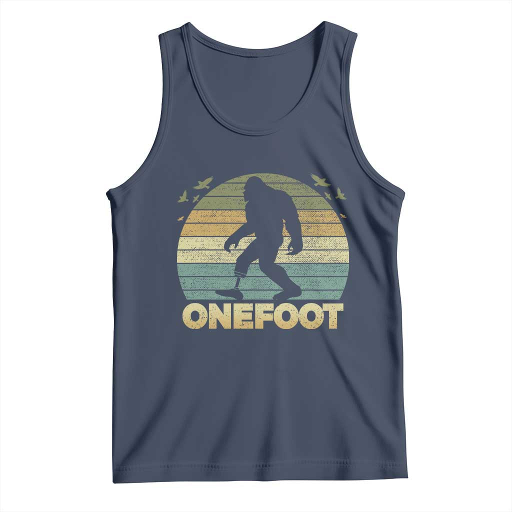 Onefoot Leg Amputee Recovery Tank Top Retro One Foot Bigfoot TS10 Navy Print Your Wear