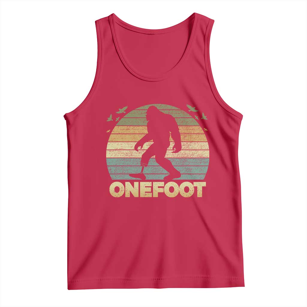 Onefoot Leg Amputee Recovery Tank Top Retro One Foot Bigfoot TS10 Red Print Your Wear