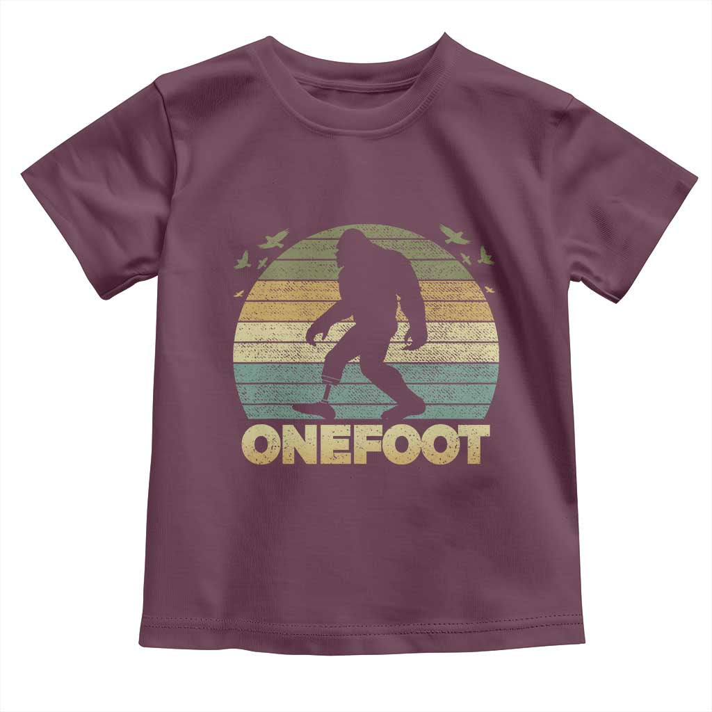 Onefoot Leg Amputee Recovery Toddler T Shirt Retro One Foot Bigfoot TS10 Maroon Print Your Wear