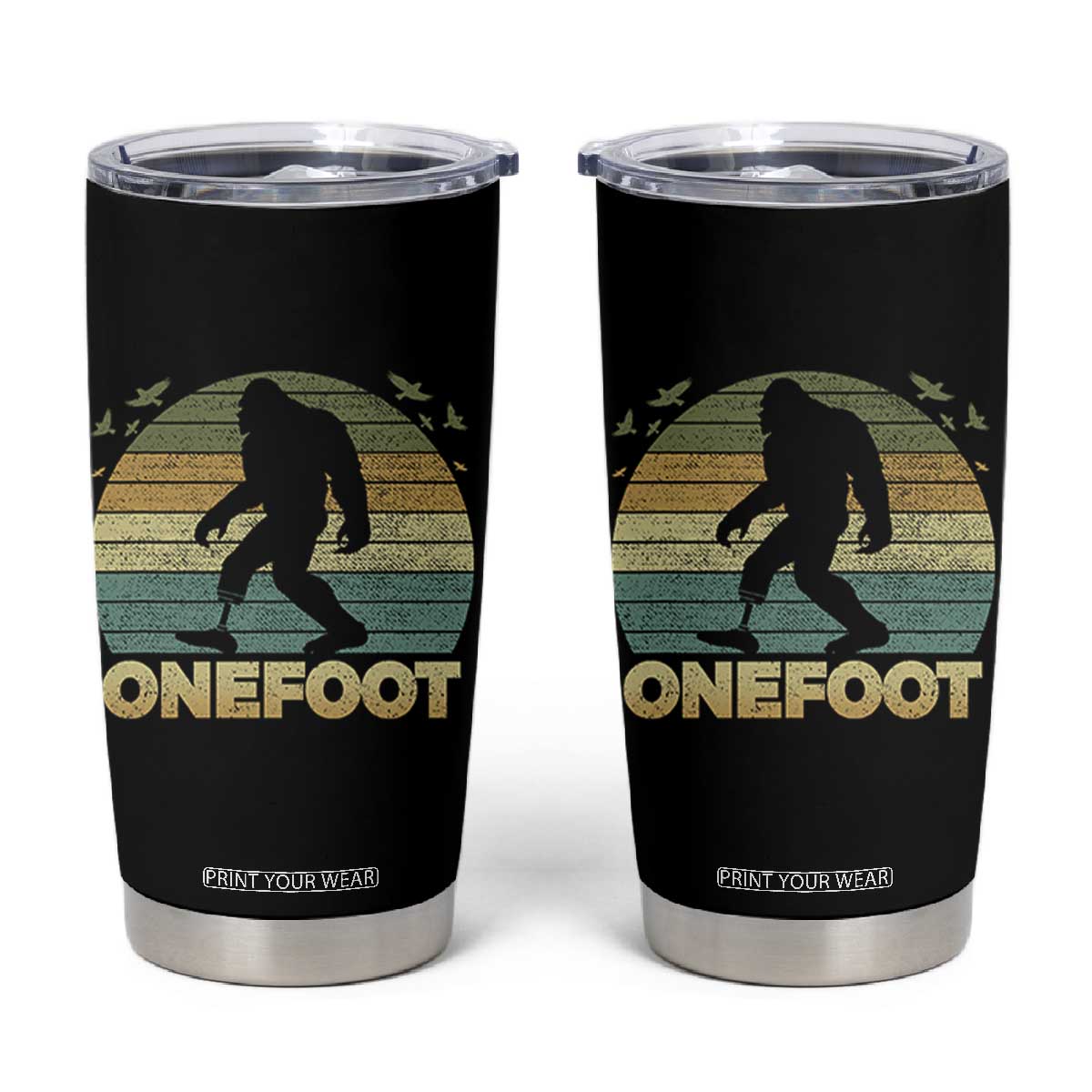 Onefoot Leg Amputee Recovery Tumbler Cup Retro One Foot Bigfoot TS10 Black Print Your Wear
