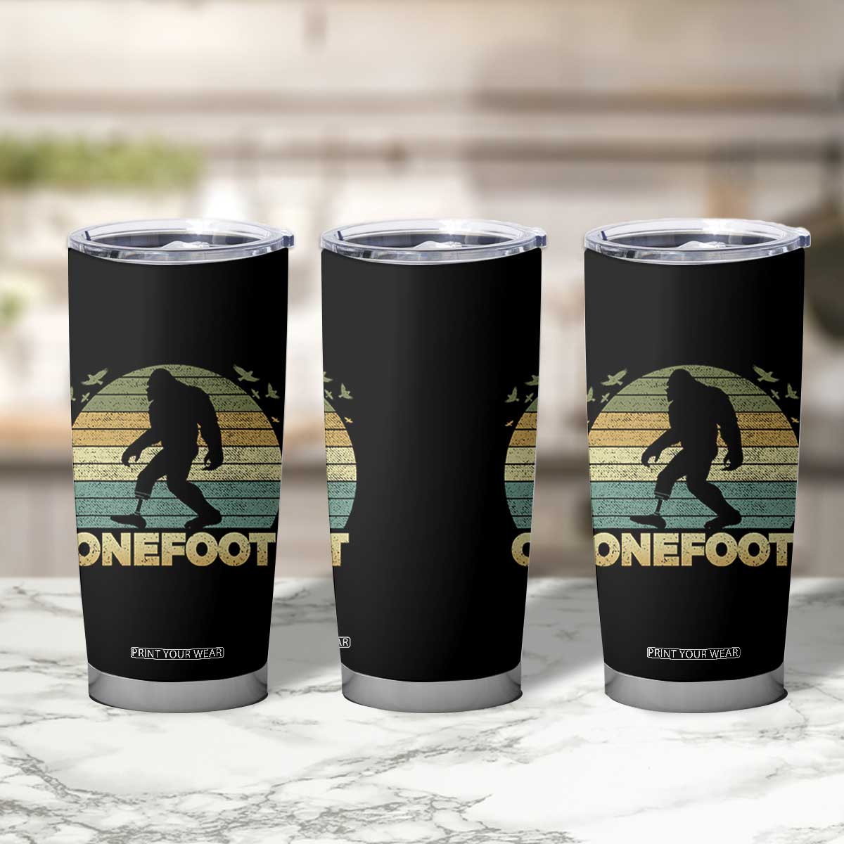 Onefoot Leg Amputee Recovery Tumbler Cup Retro One Foot Bigfoot TS10 Print Your Wear