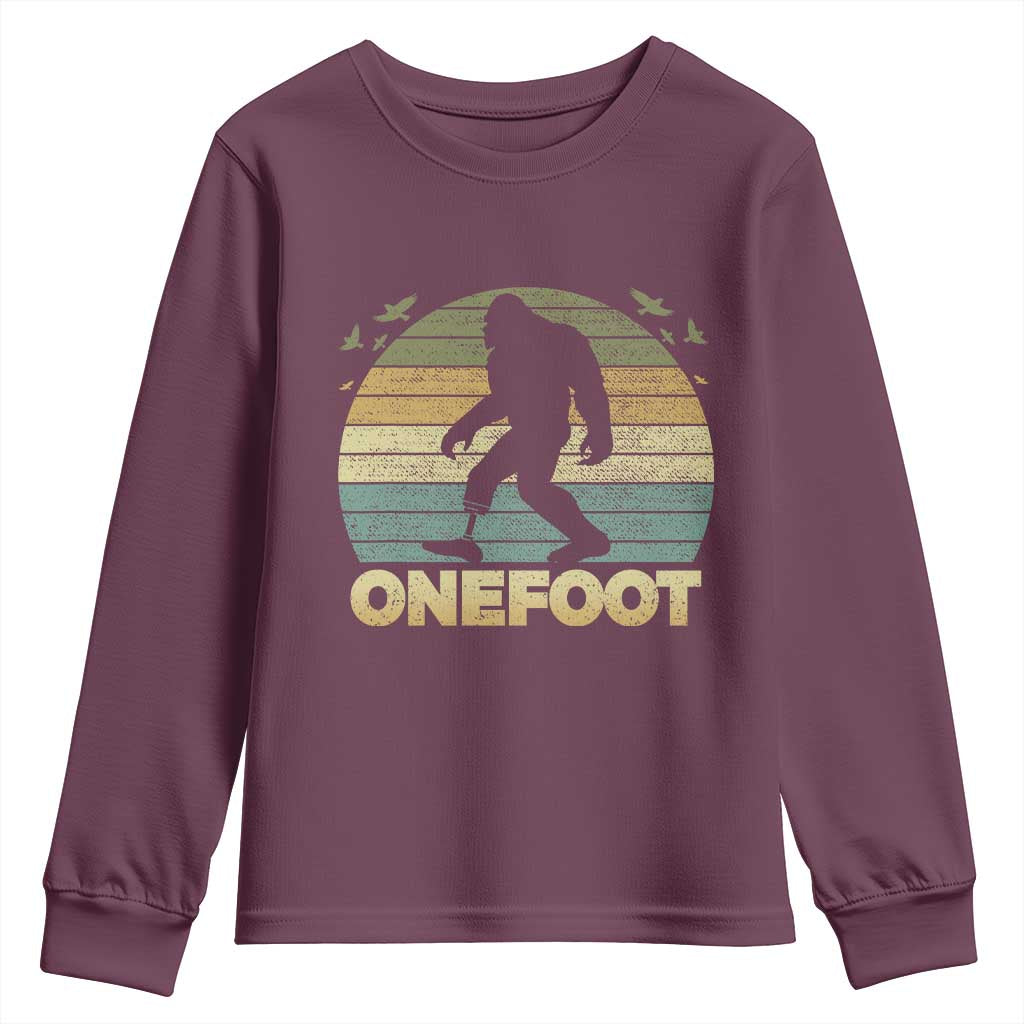 Onefoot Leg Amputee Recovery Youth Sweatshirt Retro One Foot Bigfoot TS10 Maroon Print Your Wear