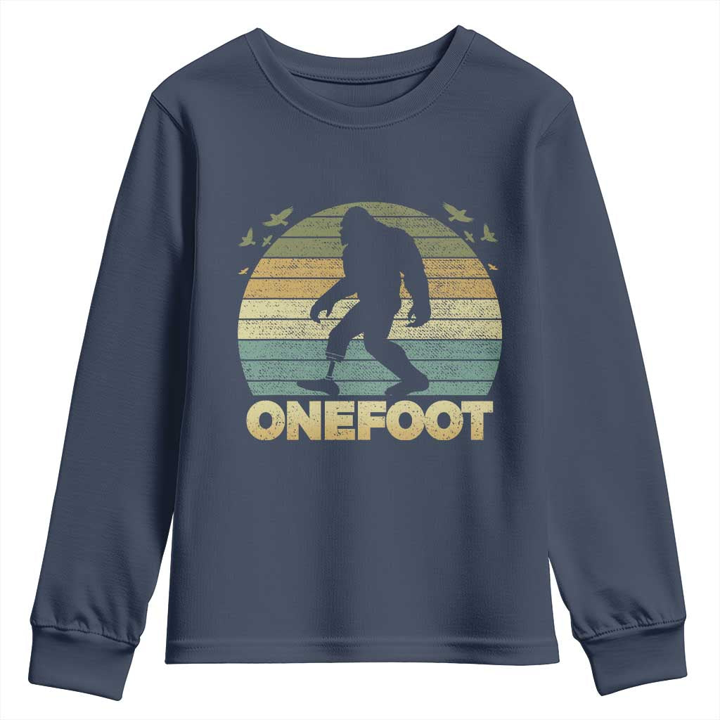 Onefoot Leg Amputee Recovery Youth Sweatshirt Retro One Foot Bigfoot TS10 Navy Print Your Wear