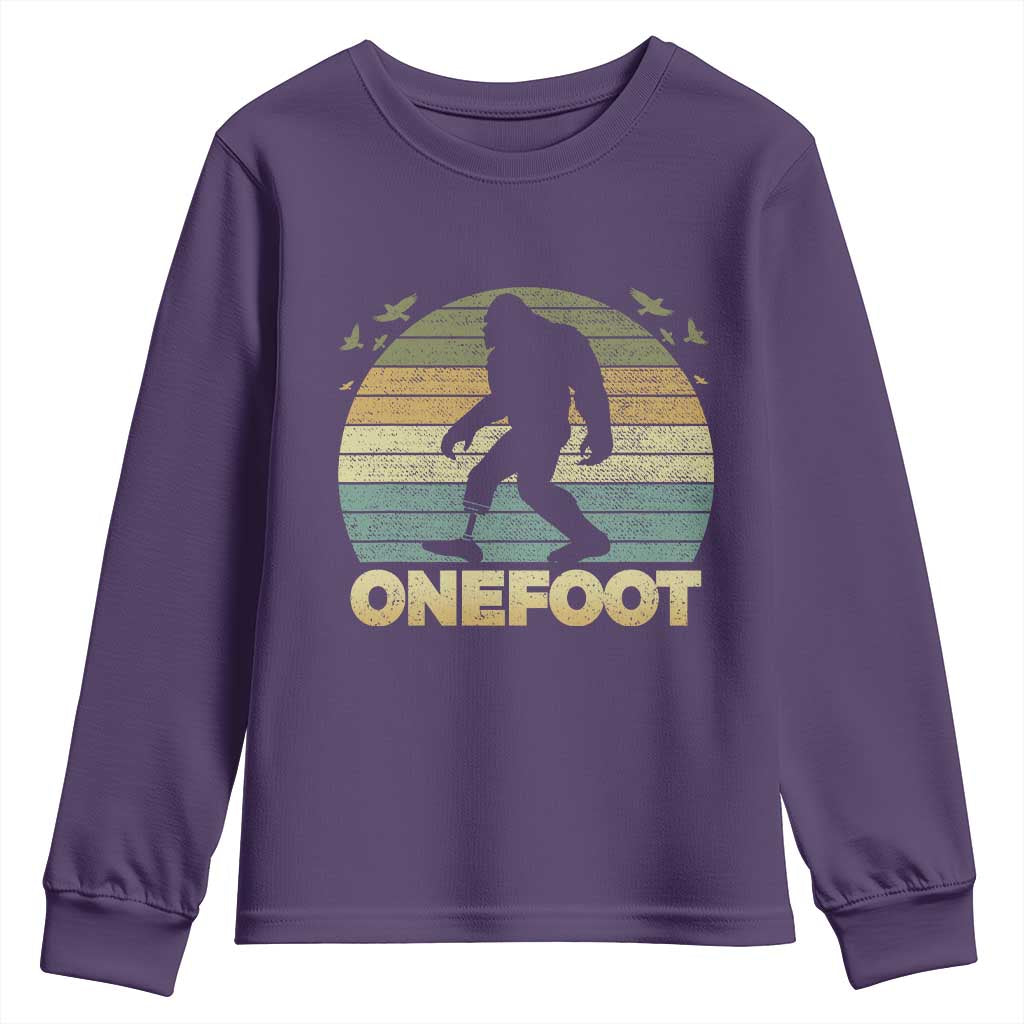 Onefoot Leg Amputee Recovery Youth Sweatshirt Retro One Foot Bigfoot TS10 Purple Print Your Wear