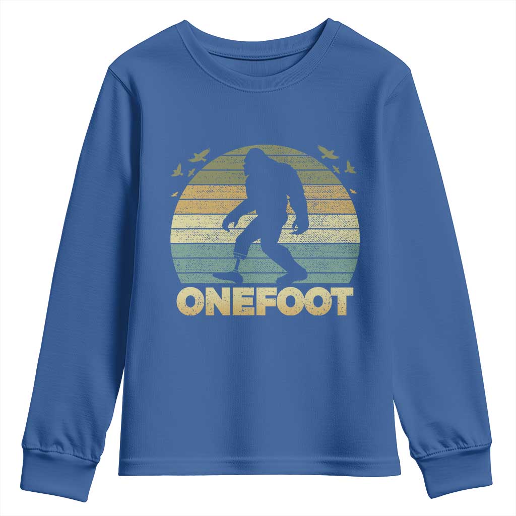 Onefoot Leg Amputee Recovery Youth Sweatshirt Retro One Foot Bigfoot TS10 Royal Blue Print Your Wear
