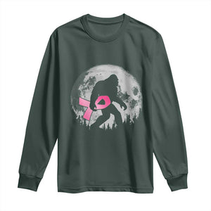Bigfoot Pink Ribbon Breast Cancer Awareness Long Sleeve Shirt TS10 Dark Forest Green Print Your Wear