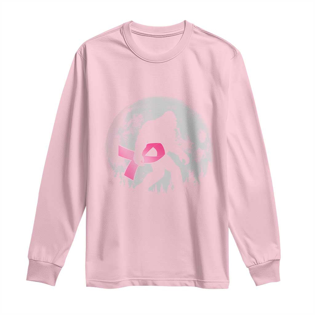 Bigfoot Pink Ribbon Breast Cancer Awareness Long Sleeve Shirt TS10 Light Pink Print Your Wear