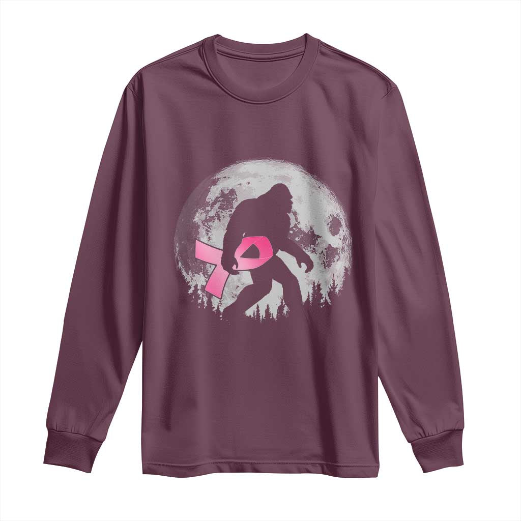 Bigfoot Pink Ribbon Breast Cancer Awareness Long Sleeve Shirt TS10 Maroon Print Your Wear