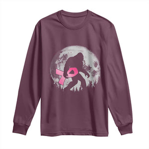 Bigfoot Pink Ribbon Breast Cancer Awareness Long Sleeve Shirt TS10 Maroon Print Your Wear