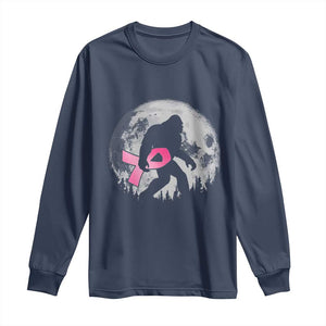 Bigfoot Pink Ribbon Breast Cancer Awareness Long Sleeve Shirt TS10 Navy Print Your Wear