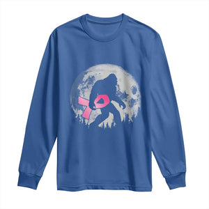 Bigfoot Pink Ribbon Breast Cancer Awareness Long Sleeve Shirt TS10 Royal Blue Print Your Wear