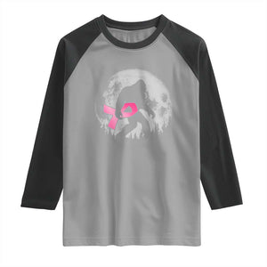 Bigfoot Pink Ribbon Breast Cancer Awareness Raglan Shirt TS10 Sport Gray Black Print Your Wear