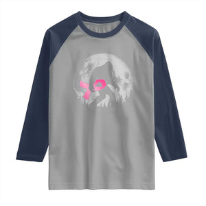 Bigfoot Pink Ribbon Breast Cancer Awareness Raglan Shirt TS10 Sport Gray Navy Print Your Wear